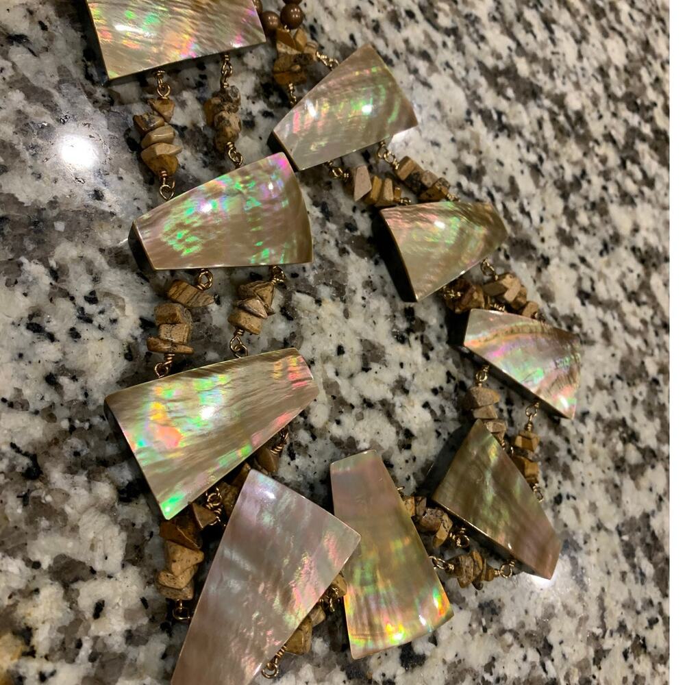Vintage 1980s handcrafted Abalone mother of pearl string belt